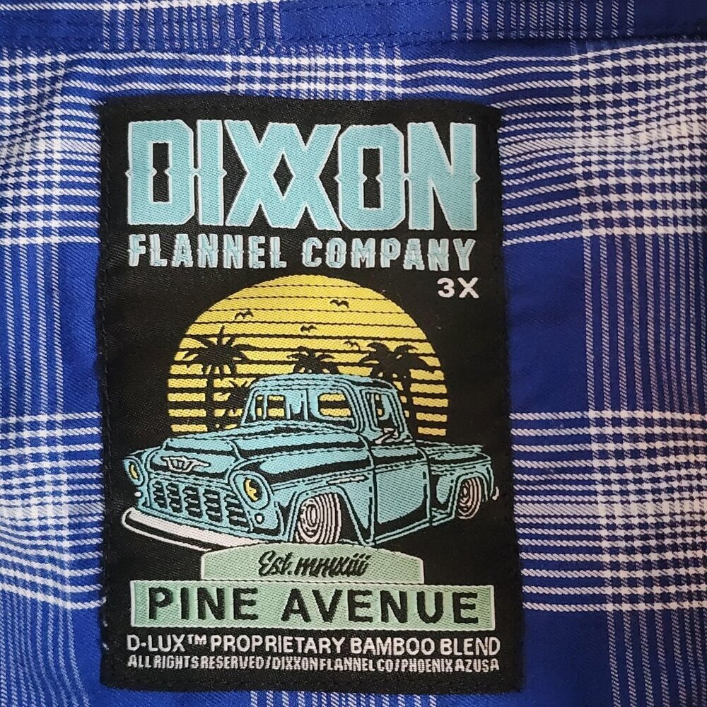 Dixxon Flannel Shirt Mens 3XL Blue Pine Avenue Plaid Short Sleeve Bamboo - Picture 5 of 10